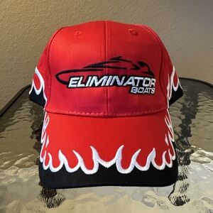 Vintage OTTO Eliminator Boats Hat Flames Embroidered NEW strapback Black Red
